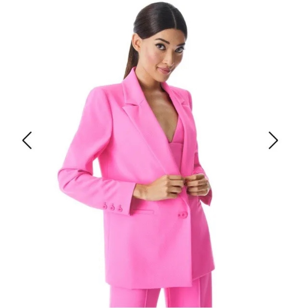 New Alice and Olivia French Rose Pink Denny Notch Collar Blazer Size 8 NWT - Picture 1 of 8